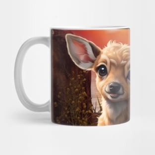 Little fairy and the cute fawn. Mug